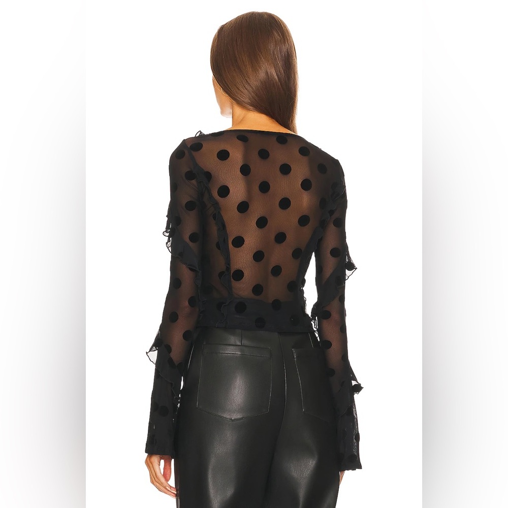 House of Harlow x REVOLVE Eugenia sheer black polka dot top size small - Picture 2 of 10